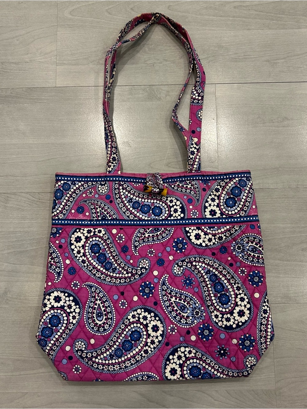 Vera Bradley Quilted Vera Tote Boysenberry Retired Paisley Pink Blue Tote Bag
